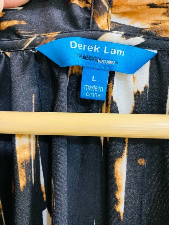 Derek Lam Black, Cream and Brown Abstract Print Bubble Dress Large - Picture 2 of 7